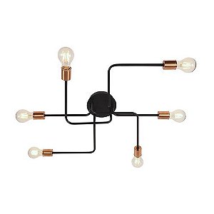 Lustre pendente cor preto/rose gold 620 H170MM modelo COD10067