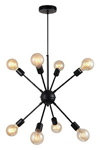 Lustre Pendente Moderno Sputnik Retrô Preto inobari COD10074