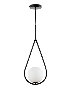 Luminária Pendente Lustre Aro Gota Preto Bola Globo Esfera Opaco Leitoso Moderno Luxo COD10117