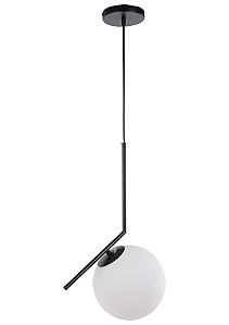 Luminária Pendente Lustre Inclinado Jabuticaba Preto Bola Globo Esfera Opaco Leitoso Moderno Luxo COD10114