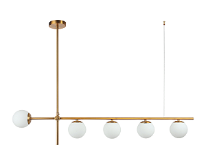 Luminária Pendente Lustre Jabuticaba Dourado Com Bolas Globos Esferas Opaco Leitoso Moderno Luxo COD10110