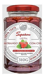 Geleia 100% Fruta Morango Com Chia Superbom Vidro 310g