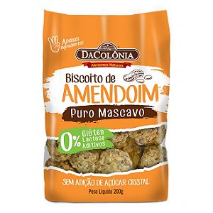 Biscoito de Amendoim Puro Mascavo - Dacolônia - 200 g