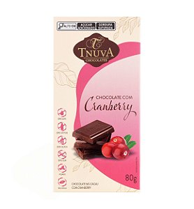 Barra de Chocolate Vegana Tnuva com Cranberry - 80 g