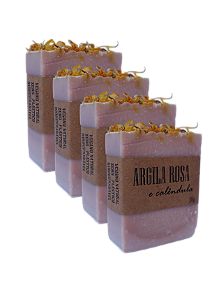 Kit 04 Sabonetes Argila Rosa 100% natural BEAUTÉ Organique 90g