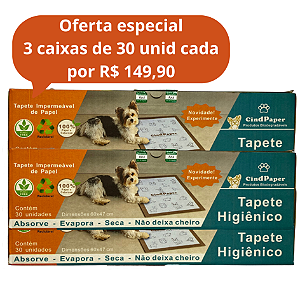 OFERTA ESPECIAL 3CX - Tapete Higiênico para cachorro 48x60 cm - Caixa com 30 unidades