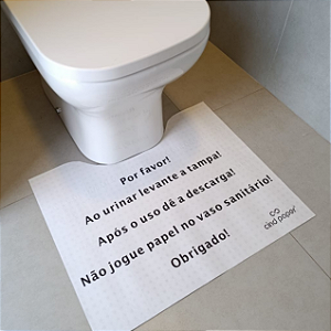 Tapete Para Banheiro Com Recorte De Bacia com Escrita 10 Unidades