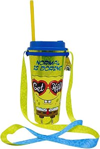 COPO CANUDO C/CORDAO 1LT BOB ESPONJA