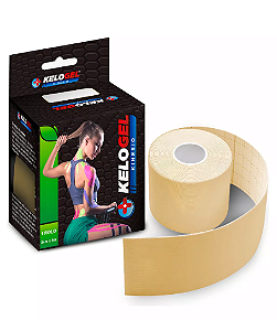 Fita Kinésio Elástica - Tape Bandagem Premium - 5cmx5m 1un Cor Bege - Kelogel