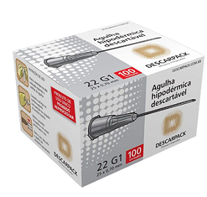Agulha Hipodérmica Descartável 25 x 0,70 mm - 100Un - Descarpack