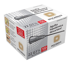 Agulha Hipodérmica Descartável 30 x 0,70mm - 100Un - Descarpack