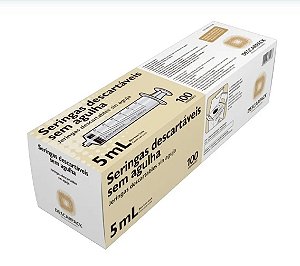 Seringa Descartável Luer Lock Estéril - 5 ml - 100 unidades - Descarpack