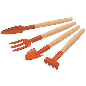 CONJUNTO PARA JARDINAGEM TRAMONTINA PEÇAS METÁLICAS COM CABO DE MADEIRA 4 PEÇAS - 78104801