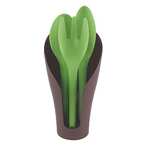 JOGO PARA JARDINAGEM TRAMONTINA COCOON COM PEÇAS PLÁSTICAS VERDE COM CONTENEDOR MARROM 4 PEÇAS - 78107809