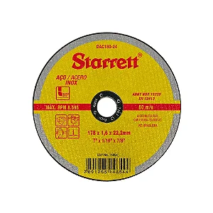 DISCO ABRASIVO DE CORTE 178X1,6X22,2MM (7"X1/16"X7/8") - DAC180-24