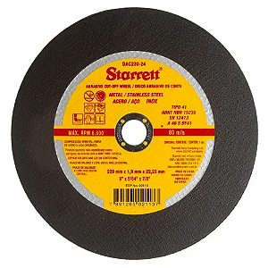 DISCO ABRASIVO DE CORTE 229X1, 9X22,23MM (9"X5/64"X7/8") - DAC230-24