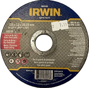 DISCO DE CORTE METAL/INOX FINO 4 1/2"X1,2MMX7/8 - IW401452