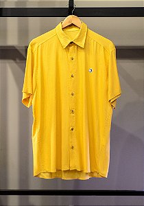 Camisa Linho Manga Curta Dusk Mostarda