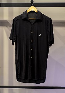 Camisa Linho Manga Curta Dusk Preto