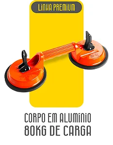 Ventosa Premium Dupla Fixa em ALUMÍNIO Para Vidros e Porcelanatos