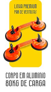 Kit Par de Ventosa Premium Dupla Fixa Metal