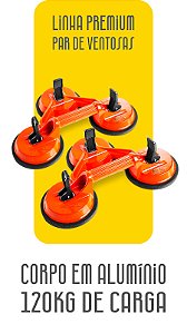 Kit Par de Ventosa Premium Tripla Fixa Metal