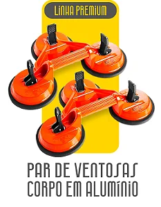 Kit Par de Ventosa Premium Tripla Fixa Metal