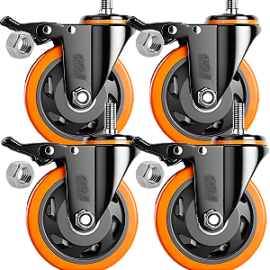 Rodinhas para moveis pesados Espiga 3 polegadas Laranja Kit 4Und - RRJ