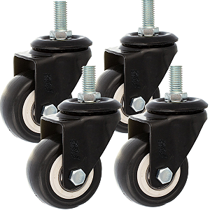 Rodinhas para moveis Com Espiga Cama 2 polegadas Preto Kit 4 Und - RRJ