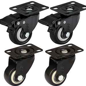 Rodizio para moveis Com trava Mesa 1,5 polegadas Preto Kit 4 Und - RRJ