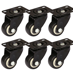 Rodizio para moveis Giratório Mesa 1,5 polegadas Preto Kit 6 Und - RRJ