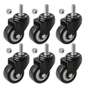 Rodizio para moveis Espiga Giratorio 1,5polegadas Preto Kit 6Und - RRJ