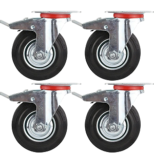 Rodinhas para moveis Pesados Emborrachada 5 polegadas  Kit 4 Und - RRJ
