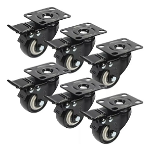 Rodizio para moveis Giratorio Freio 1,5 polegadas Preto Kit 6Und - RRJ
