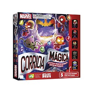 Jogo De Tabuleiro Corrida Magica Marvel 5 Miniaturas Heróis
