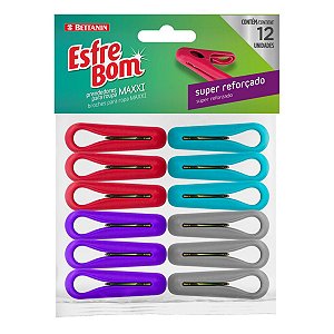 Kit 12 Prendedores Para Roupas Esfrebom Maxxi - Reforçado