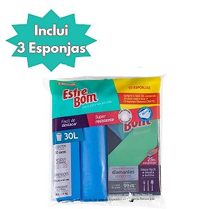 Kit 2 Rolos Saco de Lixo 30L + 3 Esponjas Diamond - Esfrebom