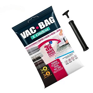 Saco A Vacuo Organizador Vac Bag 1 Médio + 2 Grande + Bomba
