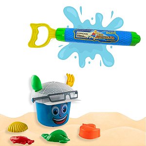 Kit Brincadeira na Praia com Lançador de Água + Balde RB20