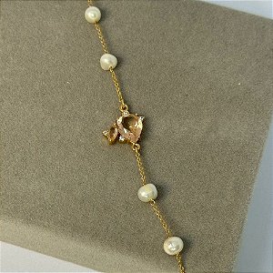 PULSEIRA TURMALINA ROSA COM PEROLAS BARROCAS