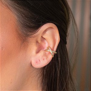 PIERCING FAKE X CRAVEJADO NO BANHO DE OURO 18K