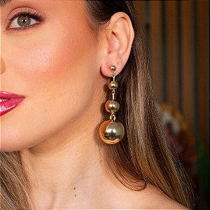 BRINCO ESFERAS BANHO DE OURO 18K