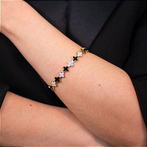 BRACELETE TREVO EM BANHO DE OURO 18K