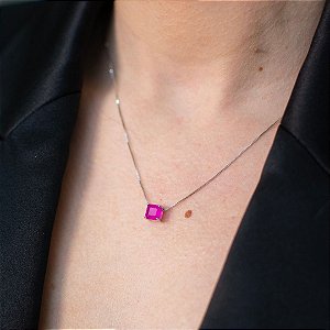 COLAR EM PRATA 925 TURMALINA ROSA
