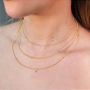 COLAR CORDA DE VIOLÃO EM BANHO DE OURO 18K