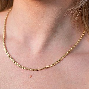 COLAR CORDÃO BAIANO FINO EM BANHO DE OURO 18 K