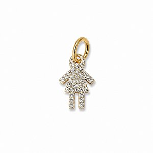 PINGENTE GIRL CRAVEJADO EM BANHO DE OURO 18K