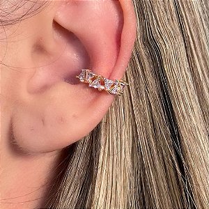 PIERCING FAKE TRIANGULO CRISTAL BANHO DE OURO 18 K