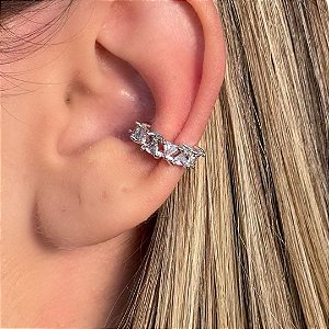 PIERCING FAKE TRIANGULO CRISTAL BANHO DE RÓDIO BRANCO