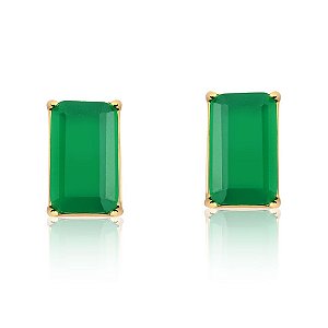 BRINCO ESMERALDA LIA EM BANHO DE OURO 18K